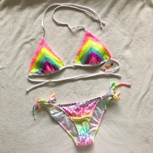 Victoria’s Secret Bikini Sequin String Ruched M XS